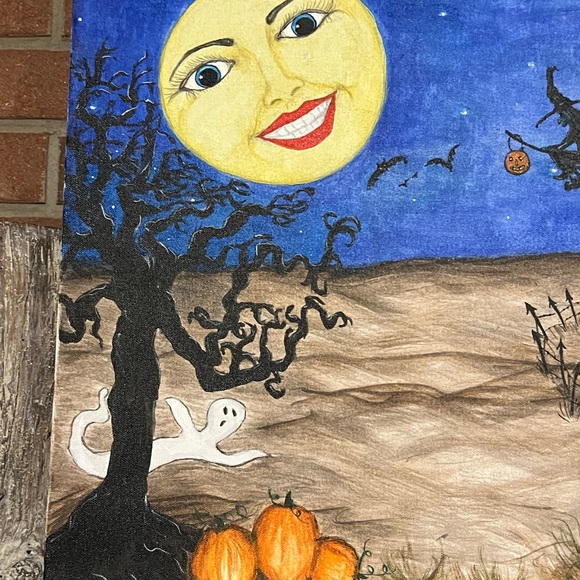 Original Art Painting 2009 Halloween Folk Art Hand Painted 16x20” Display Mural - Picture 3 of 16